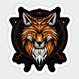 Fox illustration with ornament background Sticker